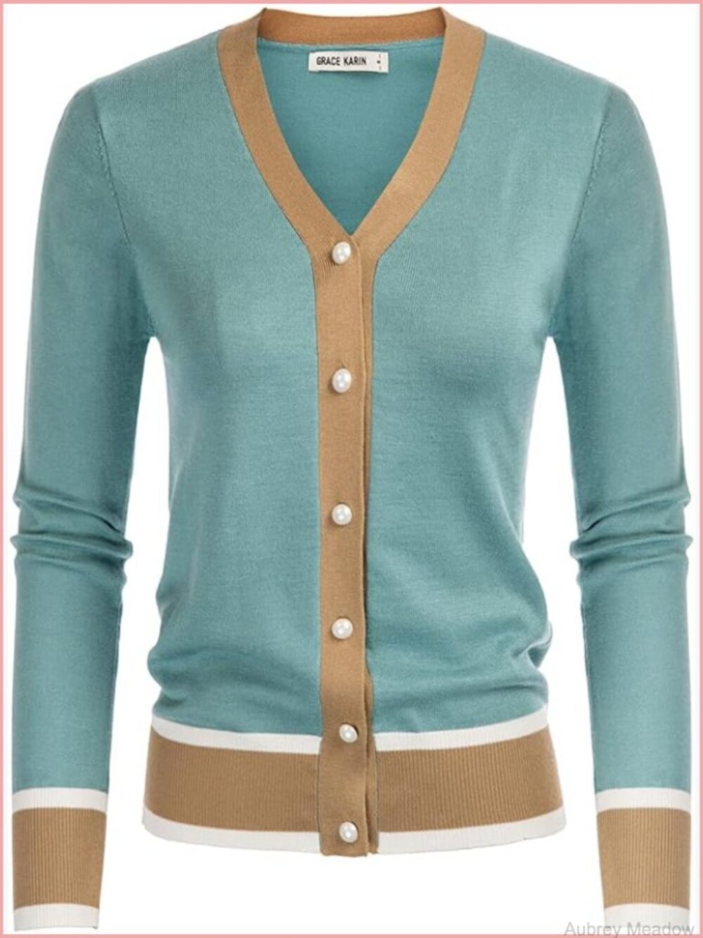 Lightweight Cropped Cardigan V-Neck Button Front Long Sleeve